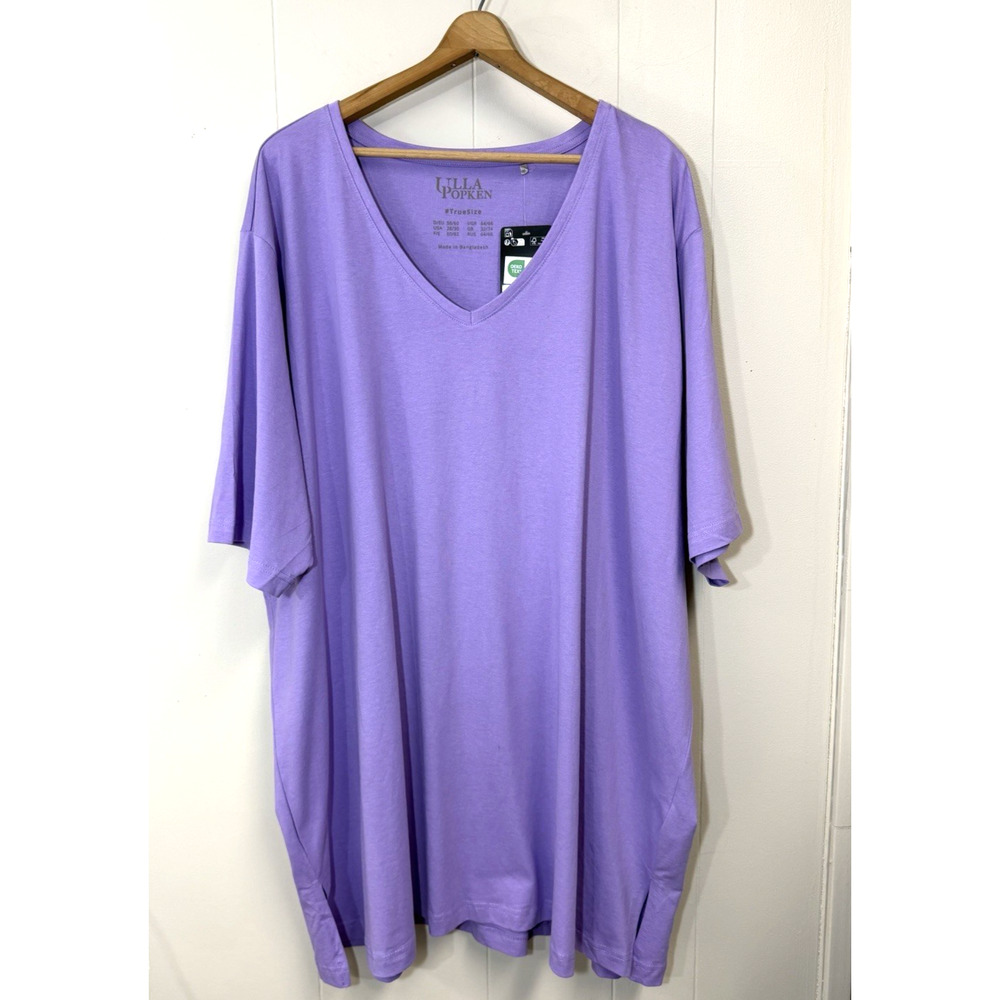 Ulla Popken Short Sleeve Light Purple V Neck T-Shirt Size 28/30 NWT